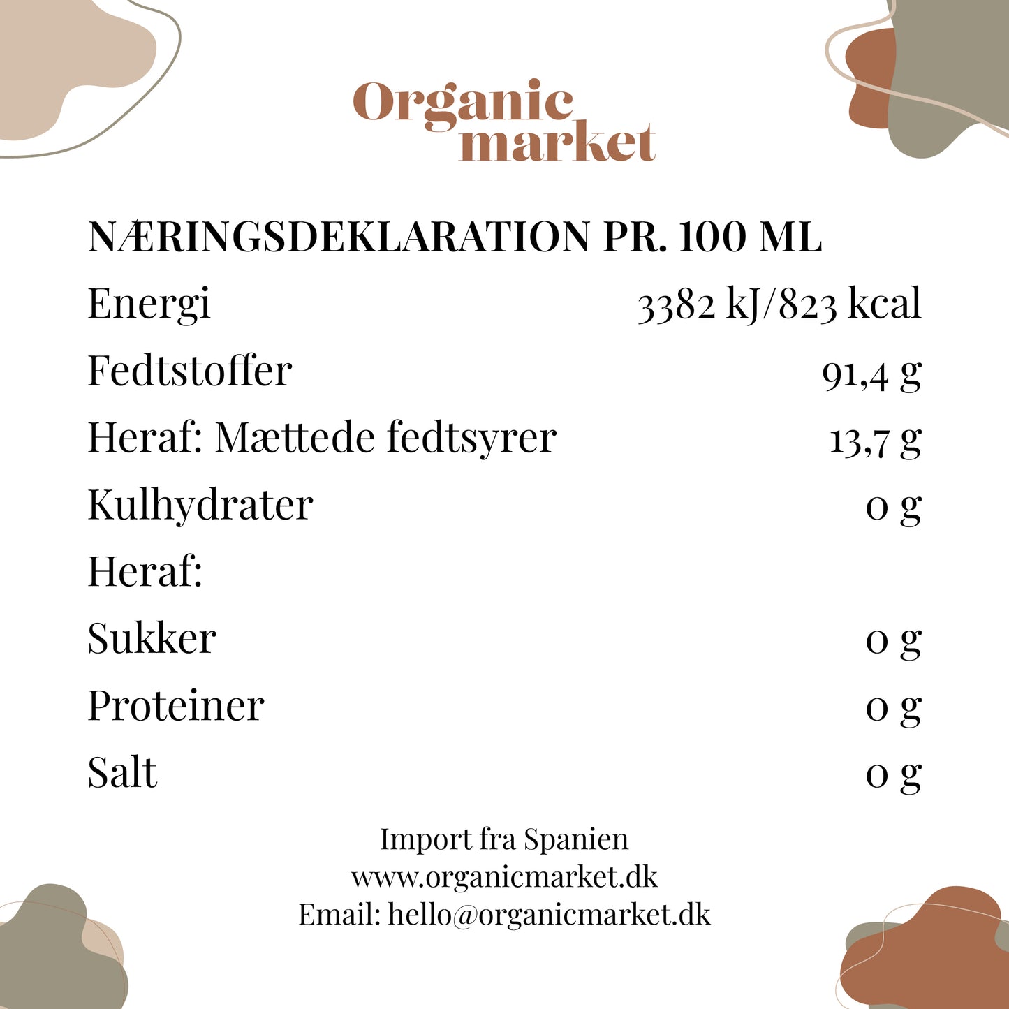 Økologisk 1. koldpres ekstra jomfruolivenolie, 5 liter