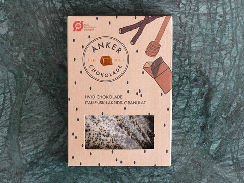 ØKO - Ankers Chokoplade, Hvid m. lakrids, 100gr