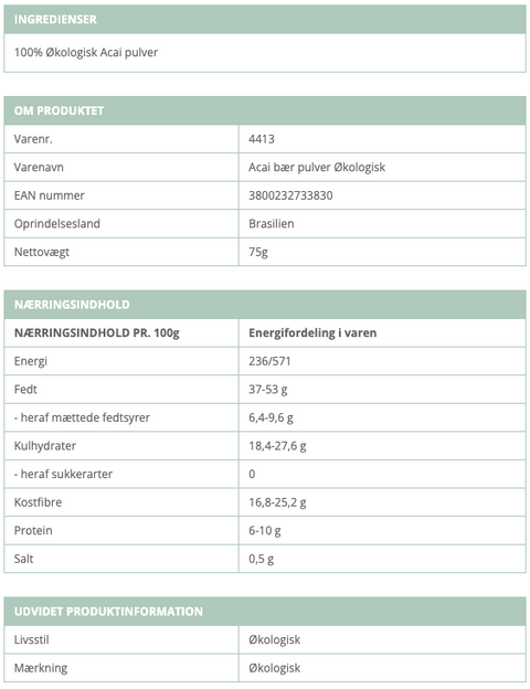Økologisk Acai bær pulver