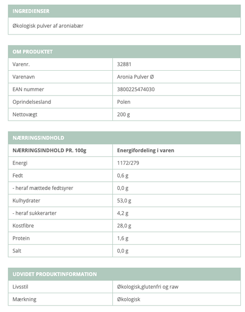 Økologisk Aronia Pulver