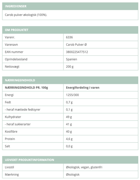 Økologisk Carob Pulver